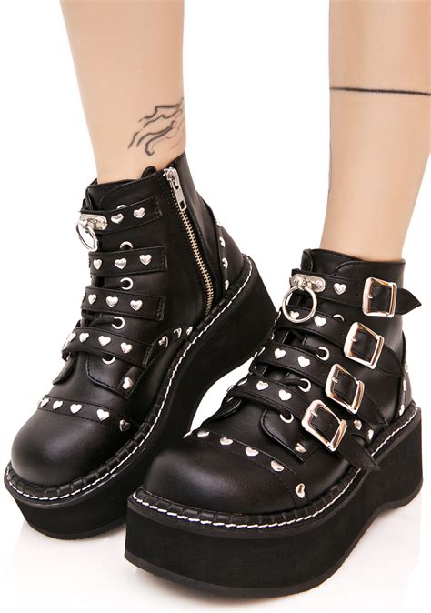 Demonia Emily Buckled Platform Boots Dolls Kill