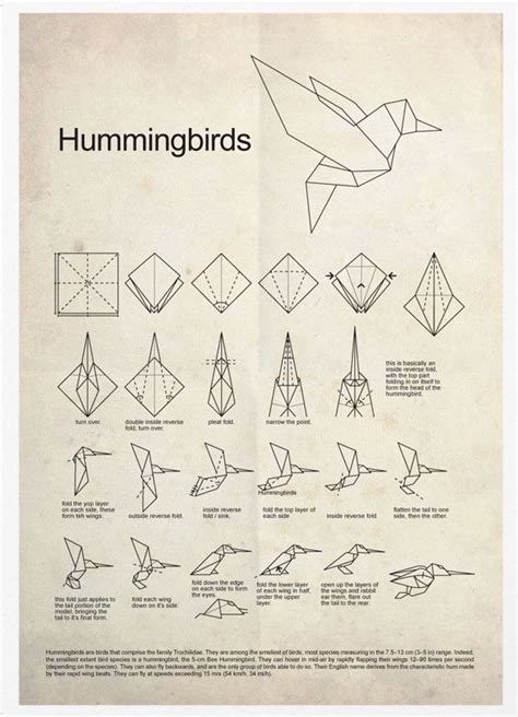Hummingbird Origami Poster Print Paper Crafts Origami Origami Paper