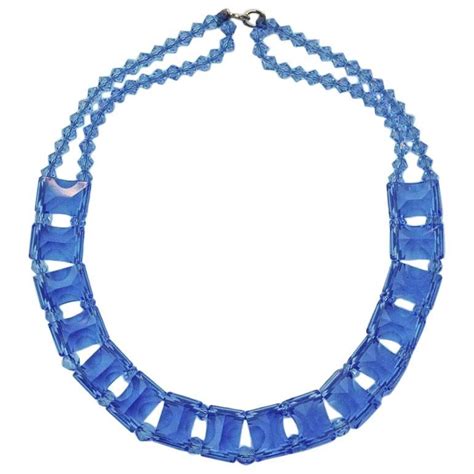 Art Deco Blue Glass Necklace Collar At 1stdibs