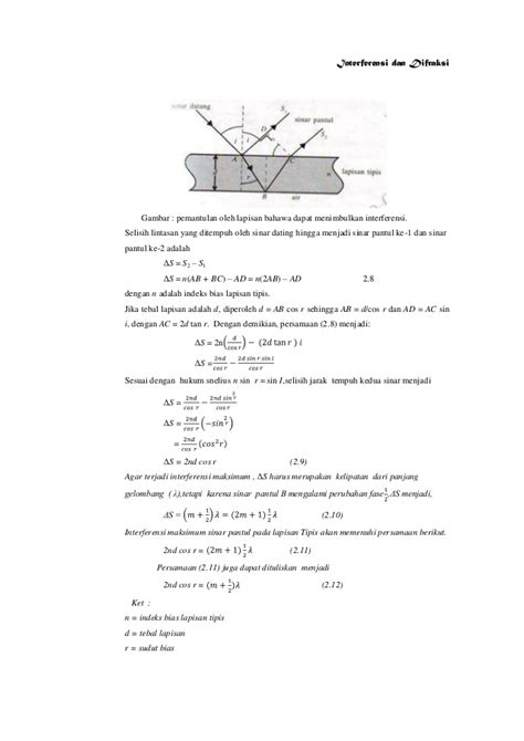 It is a corrected version of the equation obtained from modifying the population standard deviation equation by using the sample size as the size of the population, which removes some of the bias in. interferensi dan difraksi