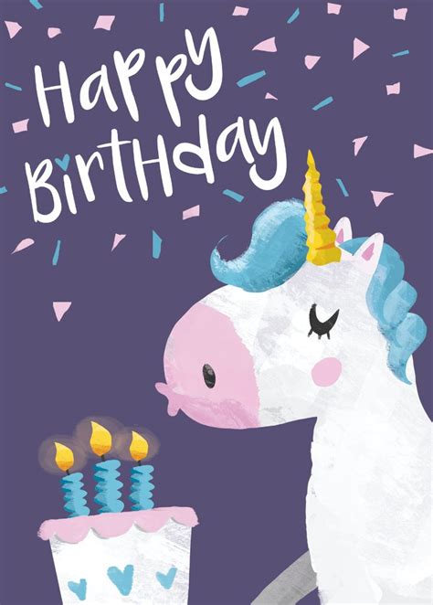 Happy Birthday Unicorn 9 Printable Cards Set 50 Off Instant Download
