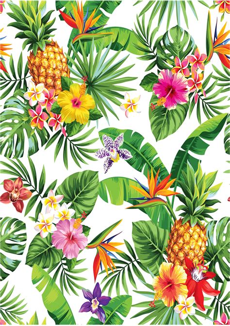 Tropical Flower Pineapple Wallpaper Edible Decor Icing Sheet Etsy