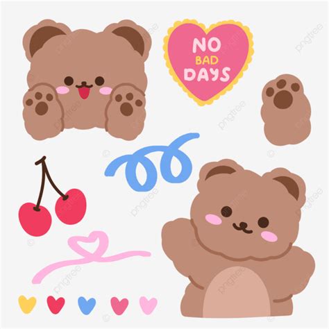 Lindo Oso Feliz Sin Malos D As Ilustraci N Pegatina Coreana Png Dibujos Happy Bear Oso Lindo
