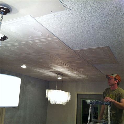 Learn how to easily cover a popcorn ceiling using classic armstrong® woodhaven ceiling planks with easy up® tracks and clips. HOME DZINE Home Decor | Cover up popcorn or textured ceiling