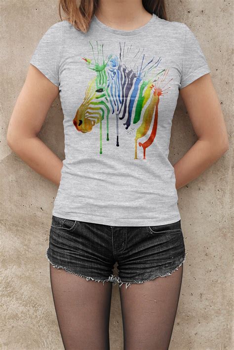 Rainbow Watercolour Zebra T Shirt Womens Zebra Tshirt Multi Etsy Uk