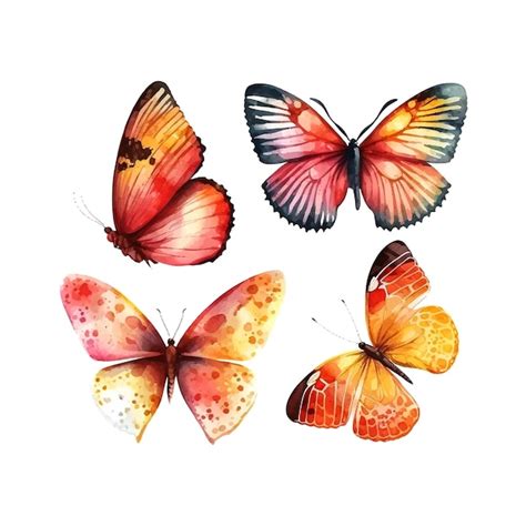 Premium Vector Collection Watercolor Of Flying Butterflies Watercolor Set
