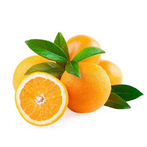 Orange And Half Of Orange Fruit Isolated On White Stock Photo Image