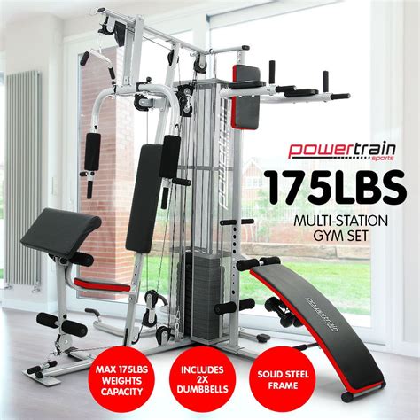 Powertrain Home Gym Multi Station With Lb Weights And Dumbbells Fitnessequipments Multi