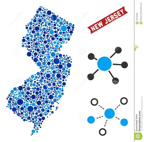 Mosaico De Las Conexiones Del Mapa Del Estado De New Jersey Ilustración