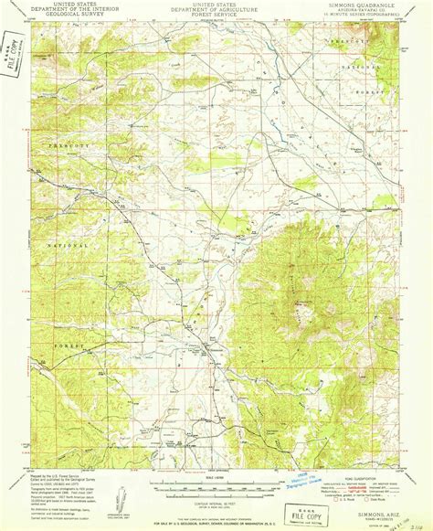 Simmins Arizona 1950 1950 Usgs Old Topo Map Reprint 15x15 Az Quad