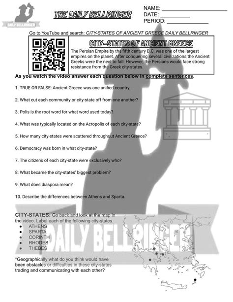 City States Of Ancient Greece Worksheet Mysite