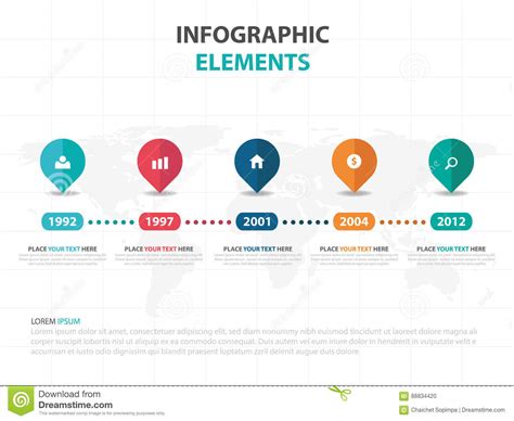 Abstract Colorful Pin Business Timeline Infographics Elements