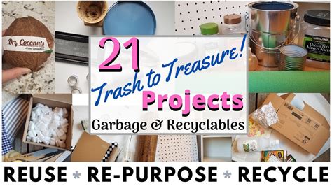 21 Diy Recycle Crafts 💚 Trash To Treasure 💛 Cardboard 💙 Glass 💜 Plastic Re Purpose And Reuse
