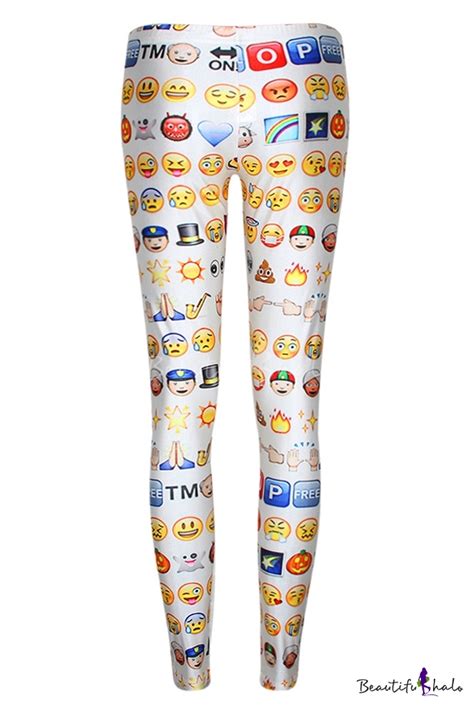 Emoji Print Elastic Fashionable Leggings