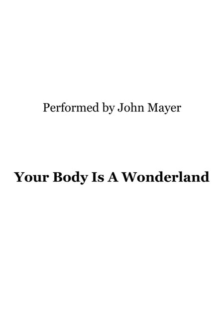 Your Body Is A Wonderland Arr Ronn M Sheet Music John Mayer