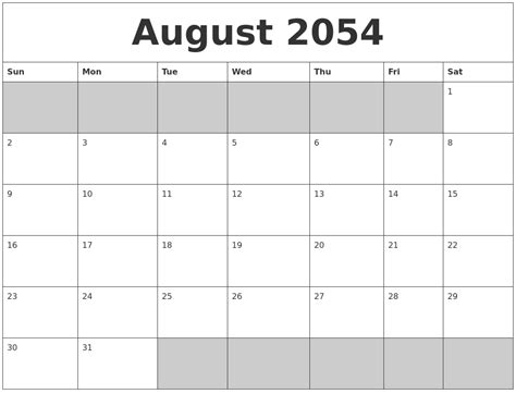 May 2054 Calendars To Print
