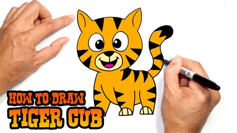 How To Draw A Cartoon Tiger Cub Step By Step Peepsburgh Com