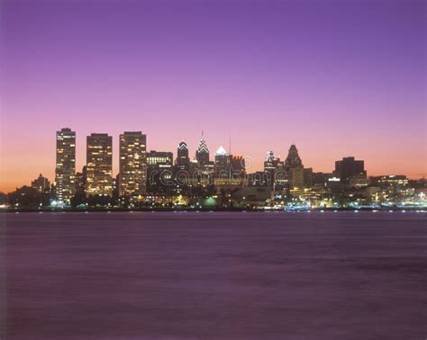 Philadelphia Pa Skyline At Sunset Editorial Stock Photo Image Of
