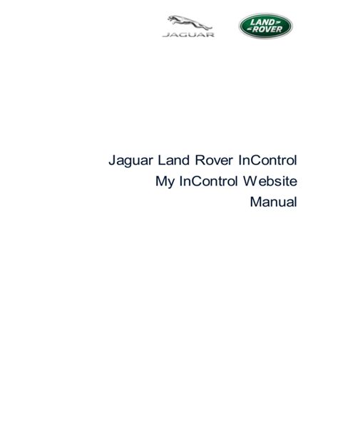 Jaguar Land Rover Incontrol My Incontrol Website Manual