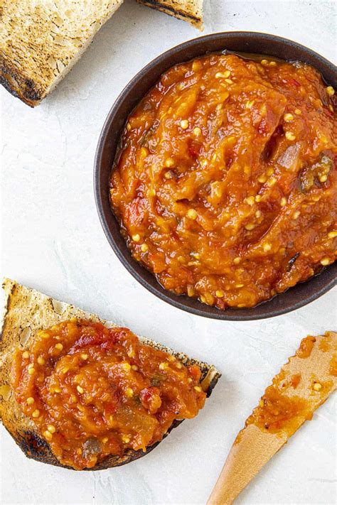 Zacusca Recipe Romanian Roasted Eggplant And Red Pepper Spread Chili