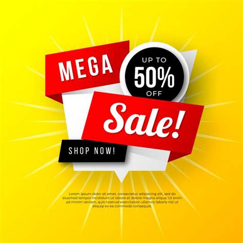Download Mega Sale Banner Design With Yellow Background For Free Sale