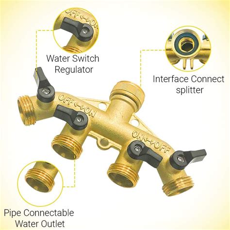 Buy Troffea Garden Hose Splitter 4 Way Brass Faucet Splitter Garden Hose Quick Connect With 4