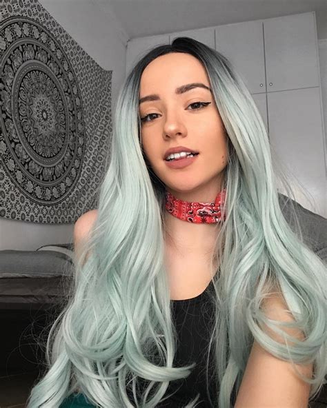 Long Anime Mint Green Ombre Synthetic Lace Front Wig in ...