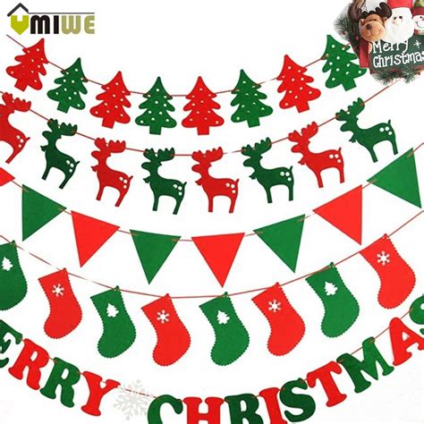 10pcspack Merry Christmas Decoration Pull Flag Xmas Hanging Flag