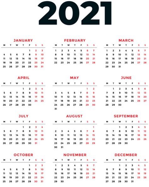 Calendar 2021 Year Png Transparent Image Download Size 476x600px