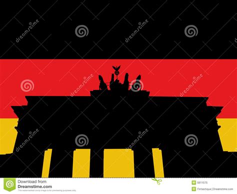 Brandenburg gate with flag stock vector. Illustration of symbol - 5611575