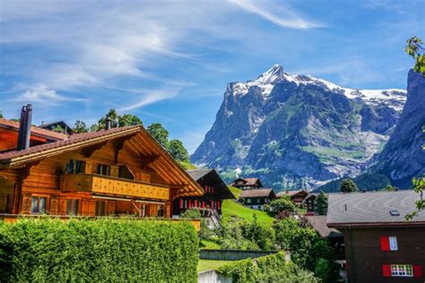 Switzerland Houses Mountains Grindelwald Cities Wallpapers Hd