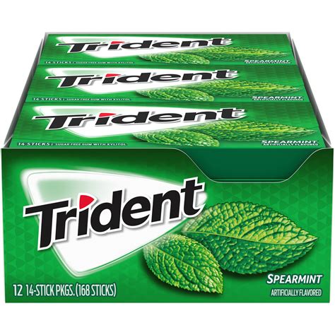 Trident Spearmint Sugar Free Gum 12 Packs Of 14 Pieces 168 Total