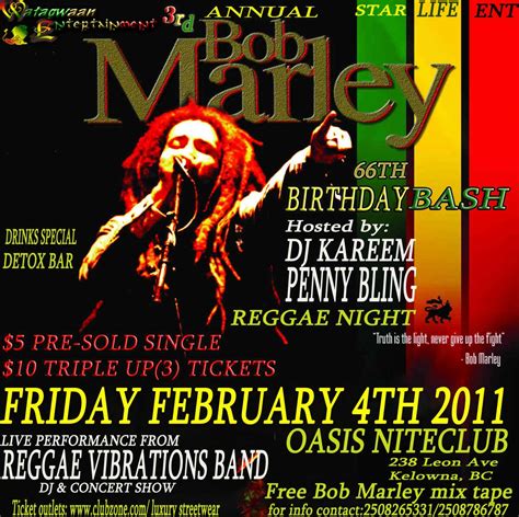 Whats Up Kelowna 3rd Annual Bob Marley Birthday Bash