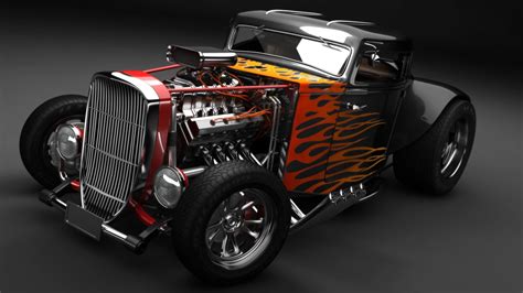 Car Hot Rod Modified Muscle Cars Reflection Chrome Wallpapers Hd