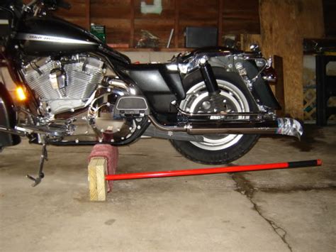 Homemade motorcycle lift constructed from 3/4. Best way to lift the bike without a jack? - Harley ...