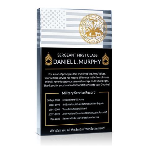 Personalized Military Retirement T Plaque Diy Awards