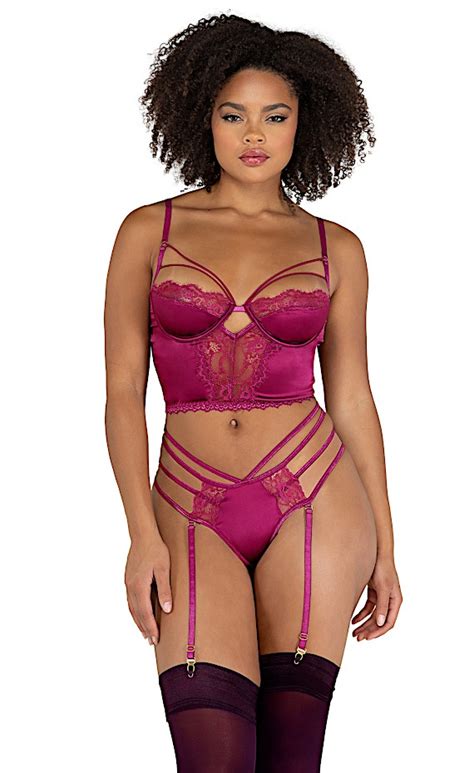 satin bralette and strappy panty roma lingerie holiday valentine
