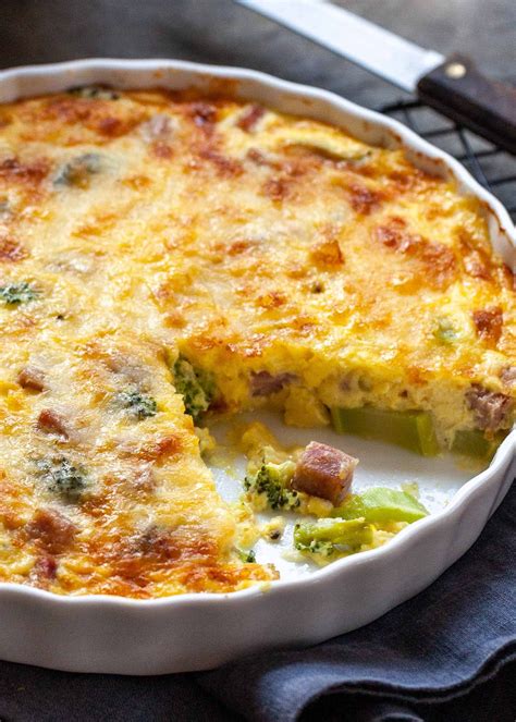 Cheesy Crustless Quiche With Broccoli And Ham Recipe Quiche Recipes