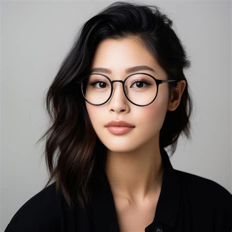 Premium Ai Image Portrait Of A Young Asian Girl Wearing Glasses On A