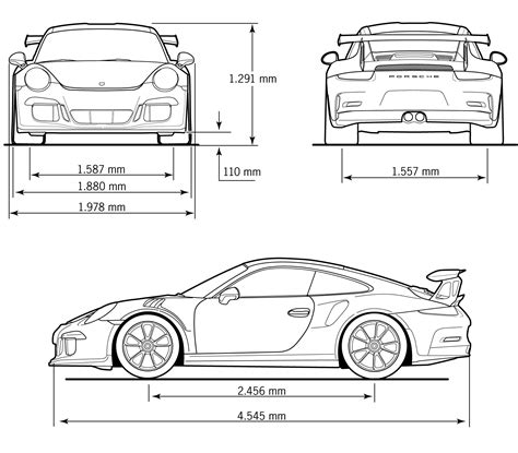Porsche 911 GT3 RS 2016 Blueprint - Download free blueprint for 3D modeling