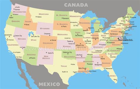 Interactive blank map of us usa highlighted new usa map with states | printable map of usa states and cities, source image: Printable Map Of The United States With Capitals And Major ...