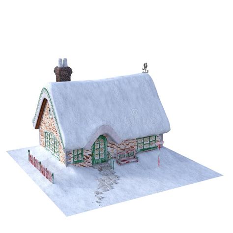 Snowy House For Fairytale Winter Landscape 3d Rendering Illustration