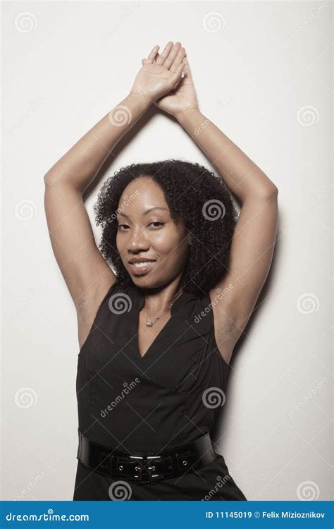 Woman Posing With Her Arms Above Her Head Stock Image Image Of Person