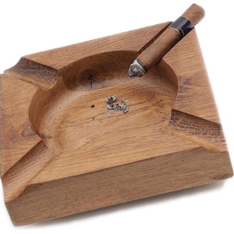 Genaositun Wood Cigar Ashtray For Men Large Heavy Outdoor Wooden Cigar Ashtrays For Patio Round