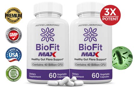 2 Pack Biofit Fit Max 40 Billion Cfu Weight Loss Probiotic Bio Fit Supplement For Men Women 60