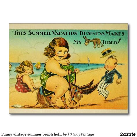 Funny Vintage Summer Beach Holiday Humour Postcard Vintage Humor Funny