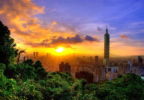 Travel Sunset In Taipei Hd Wallpaper High Definitions Wallpapers