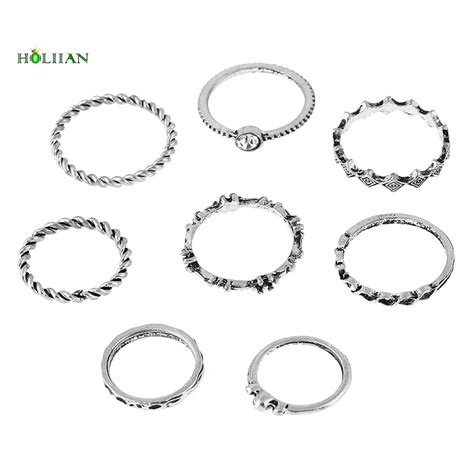 8pcsset Fashion Ring Sets For Women Jewelry Retro Midi Finger Rings