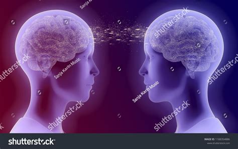 Illustration Of The Communication Between Two Humans Two Brains In
