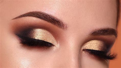 Glam Gold Smokey Eye Makeup Tutorial Morphe 35o2 Palette Golden Eye Makeup Smokey Eye